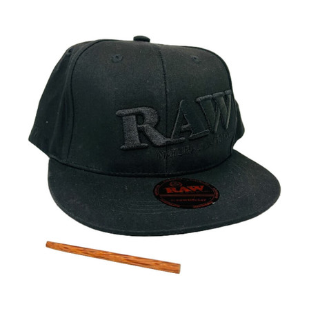 Raw - Poker Hat Black on Black Flat Brim - Snapback Hat Raw - Poker Hat Black on Black Flat Brim - Snapback Hat