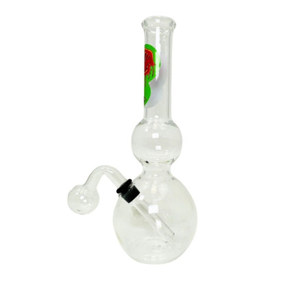 Waterpipe - 7.5 Inches - Clear Beaker - Middle Oval With Oil Burner and Decal 