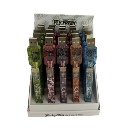 Fly Fresh - Funky Slim - 510 Battery - 25 Counts Per Display - Assorted Fly Fresh - Funky Slim - 510 Battery - 25 Counts Per Display - Assorted