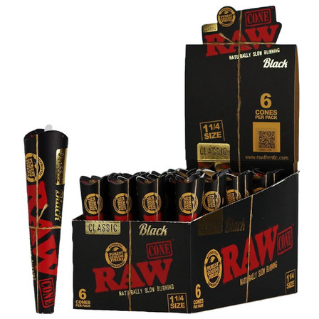 Raw Classic Cone Black 1.25 Size-6 Counts Per Pack-32 Packs Per Box Raw Classic Cone Black 1.25 Size-6 Counts Per Pack-32 Packs Per Box