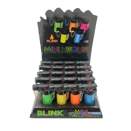 Mini Neons Butane Gas - Torch - Lighter - 20 Counts Per Display Mini Neons Butane Gas - Torch - Lighter - 20 Counts Per Display