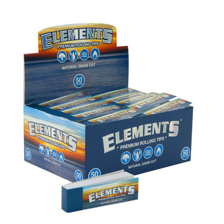 Elements - Premium Rolling Tips Natural Grain - 50 Packs Per Box 