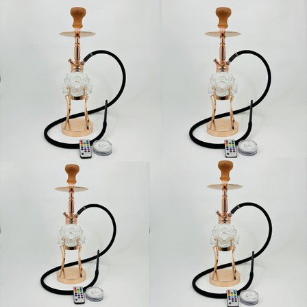 Luxor - Shisha Hookah - 21 Inches - 1 Hose - Skull Vase With LED Light and Honeycomb Diffuser in the Bottom Pipe (MKA-099)-Pink