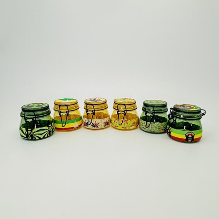 Glass Storage Jars Rasta and Skulls Glass Storage Jars Rasta and Skulls