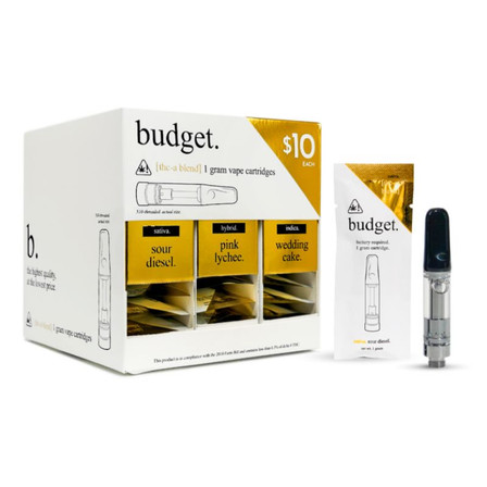 Budget - THC-A - Cartridge - 1 Gram - 30 Counts Per Dispenser Budget - THC-A - Cartridge - 1 Gram - 30 Counts Per Dispenser