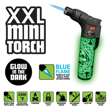 Smokezilla - Thin Print Xxl Mini Torch - 8 Pieces Per Display - Glow in the Dark - (41402) Smokezilla - Thin Print Xxl Mini Torch - 8 Pieces Per Display - Glow in the Dark - (41402)