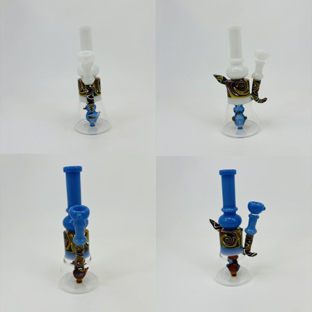 10 Inches - Waterpipe - Wig-Wag Beaker With Animal Perc - (RH-203) 