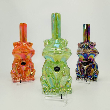 Soft Glass Frog Waterpipe - 10 Inches - Assorted Colors - GR-Y-53 Soft Glass Frog Waterpipe - 10 Inches - Assorted Colors - GR-Y-53