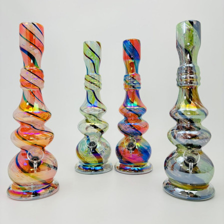 Glass Waterpipe - 12 Inches - Assorted Colors - GR-Y-101 Glass Waterpipe - 12 Inches - Assorted Colors - GR-Y-101
