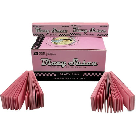 Blazy Susan - Pink - Perforated Tips - 50 Tips Per Book - 25 Books Per Box 