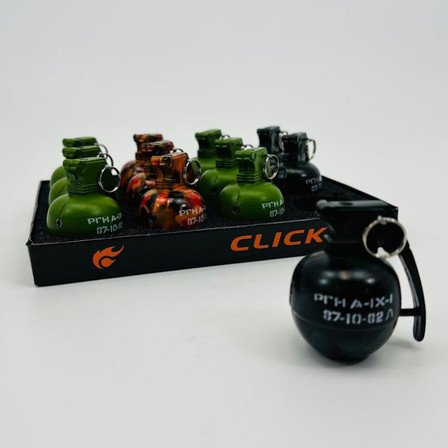 Clickit Lighter - Grenade Flame - 12 Counts Per Display GH-10817 Clickit Lighter - Grenade Flame - 12 Counts Per Display GH-10817