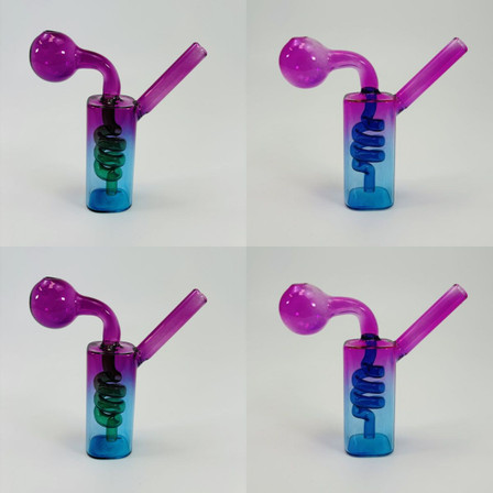 Oil Burner Waterpipe Square With Coil Perc - 4 Inches - Assorted Colors - Price Per Piece Oil Burner Waterpipe Square With Coil Perc - 4 Inches - Assorted Colors - Price Per Piece