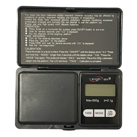 Weighmax - Digital Pocket Scale - W-SM650C - 650 Grams X 0.1 Gram Weighmax - Digital Pocket Scale - W-SM650C - 650 Grams X 0.1 Gram