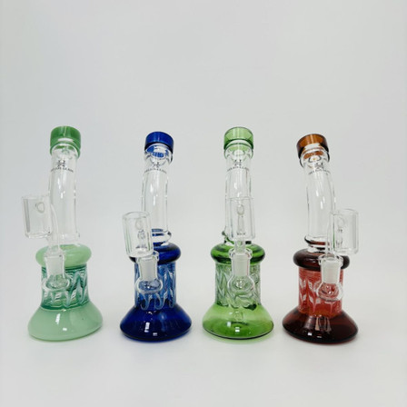 Helios Glass - 8 Inches Waterpipe - Raked Vase With Bent Neck - Assorted Colors Helios Glass - 8 Inches Waterpipe - Raked Vase With Bent Neck - Assorted Colors