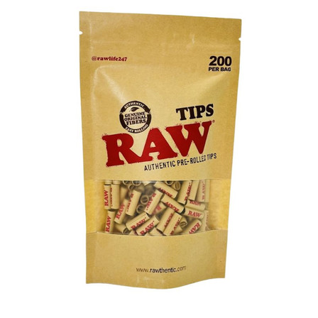 Raw - Pre-Rolled Tips - 200 Pieces Per Pack Raw - Pre-Rolled Tips - 200 Pieces Per Pack