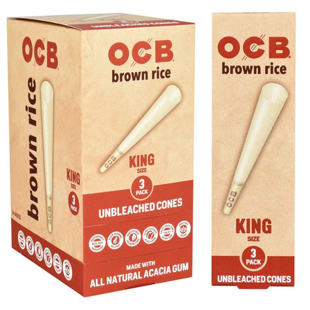Ocb - Brown Rice Cones - King Size - Unbleached - 3 Pieces Per Pack - 32 Packs Per Box Ocb - Brown Rice Cones - King Size - Unbleached - 3 Pieces Per Pack - 32 Packs Per Box