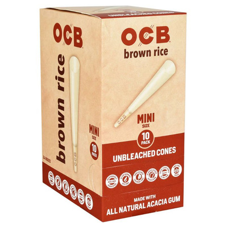 Ocb - Brown Rice Cones - Mini - Unbleached - 10 Pieces Per Pack - 32 Packs Per Box Ocb - Brown Rice Cones - Mini - Unbleached - 10 Pieces Per Pack - 32 Packs Per Box