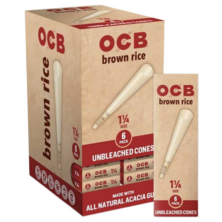 Ocb - Brown Rice Cones - 1 1/4 Size - Unbleached - 6 Pieces Per Pack - 32 Packs Per Box Ocb - Brown Rice Cones - 1 1/4 Size - Unbleached - 6 Pieces Per Pack - 32 Packs Per Box