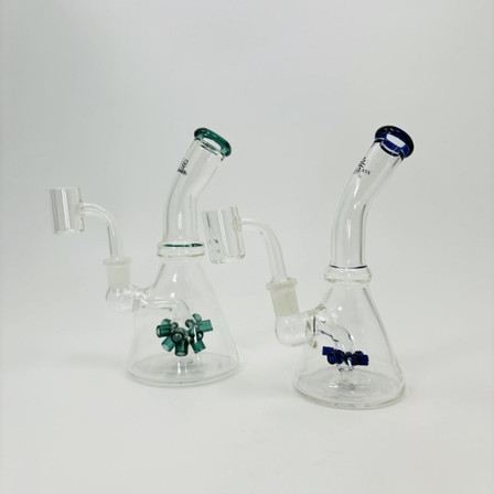 Helios - Bent Neck Glass Waterpipe With Showerhead Perc - 7 Inches Helios - Bent Neck Glass Waterpipe With Showerhead Perc - 7 Inches