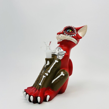 12 Inches - Resin Skull Cat Waterpipe - CY005 12 Inches - Resin Skull Cat Waterpipe - CY005