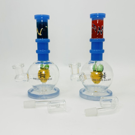 Helios Glass - Waterpipe With Pineapple Perc - 7.5 Inches - Assorted Helios Glass - Waterpipe With Pineapple Perc - 7.5 Inches - Assorted