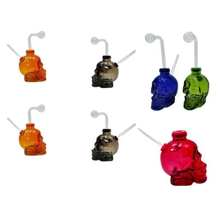 Oil Burner With Skull Design Waterpipe - 6 Inches - Price Per Piece - Assorted Colors (ACO7156) Oil Burner With Skull Design Waterpipe - 6 Inches - Price Per Piece - Assorted Colors (ACO7156)