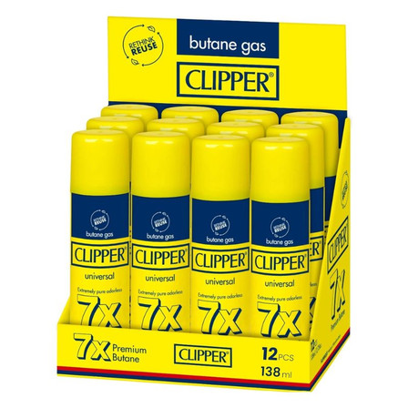 Clipper - Butane Fuel Yellow 7X - 138ml - 12 Counts Per Box Clipper - Butane Fuel Yellow 7X - 138ml - 12 Counts Per Box