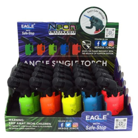 Eagle Torch - Neon Mini Angle V2 Safe Stop Torch - 20 Counts Per Box - PT116BN Eagle Torch - Neon Mini Angle V2 Safe Stop Torch - 20 Counts Per Box - PT116BN
