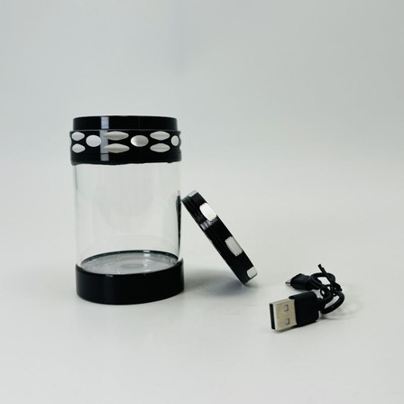 Metal Grinder With Glass Storage Jar and Led Lights - 63mm - 3 Parts Metal Grinder With Glass Storage Jar and Led Lights - 63mm - 3 Parts