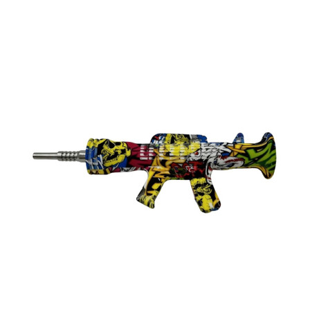 Silicone Printed Bazooka Nectar Collector With 14mm Titanium Nail Silicone Printed Bazooka Nectar Collector With 14mm Titanium Nail