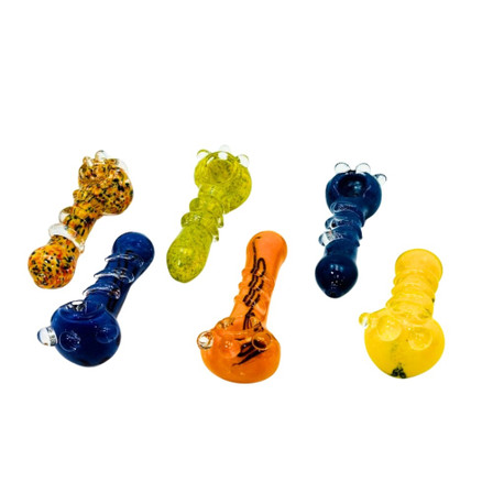 Frit Colorful Handpipe - 4 Inches - Assorted Designs Frit Colorful Handpipe - 4 Inches - Assorted Designs