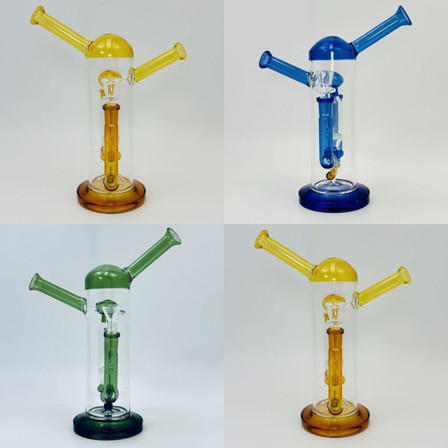 Recycler Waterpipe With Dual Mouthpiece Percolator - 11.5 Inches - RH-219