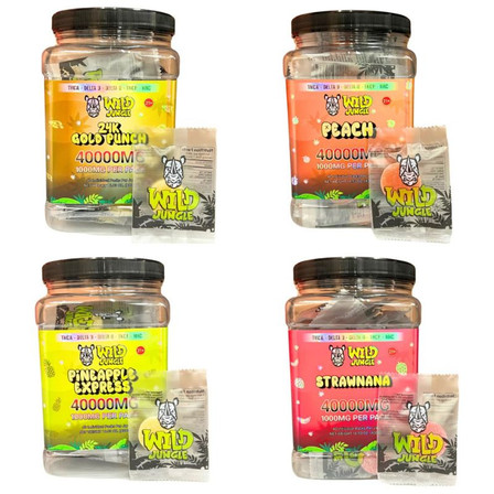 Wild Jungle - Delta 8 - Delta 9 - HHC - THC-A - THC-P Gummies - 40000mg - 40 Counts Per Jar Wild Jungle - Delta 8 - Delta 9 - HHC - THC-A - THC-P Gummies - 40000mg - 40 Counts Per Jar