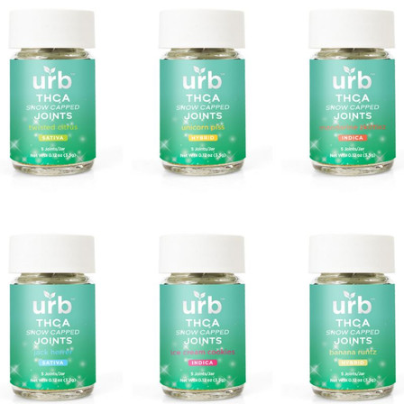 Urb - Snow Capped - THC-A Joints - 0.7 Gram - 5 Counts Per Jar Urb - Snow Capped - THC-A Joints - 0.7 Gram - 5 Counts Per Jar
