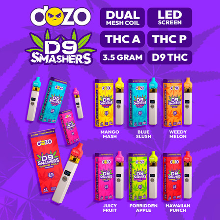 Dozo D9 Smashers - THC-A + THC-P Disposable - 3.5 Gram Dozo D9 Smashers - THC-A + THC-P Disposable - 3.5 Gram