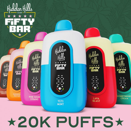 Fifty Bar X Hidden Hills 20000 Puffs Disposable - 5 Counts Per Pack Fifty Bar X Hidden Hills 20000 Puffs Disposable - 5 Counts Per Pack