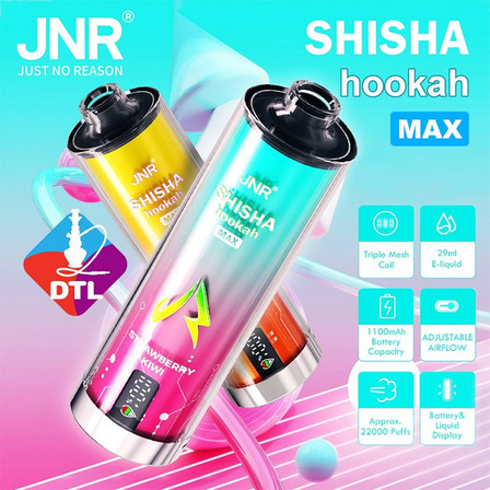 JNR Shisha Hookah Max - 22000 Puffs Disposable - 5 Counts Per Pack JNR Shisha Hookah Max - 22000 Puffs Disposable - 5 Counts Per Pack