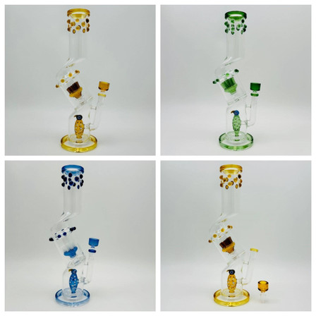 Zigzag Waterpipe With Dual Perc - 15 Inch - RH-274 - WPAG325