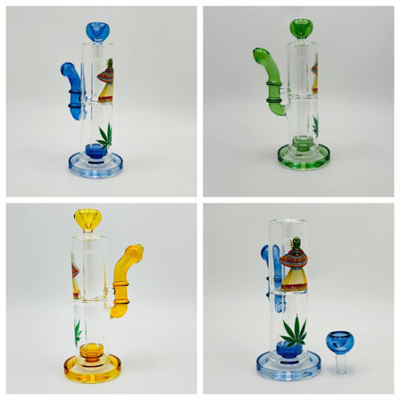 Straight Waterpipe With Showerhead Inline Perc - 8 Inch - Assorted - WPAG315 - Price Per Piece