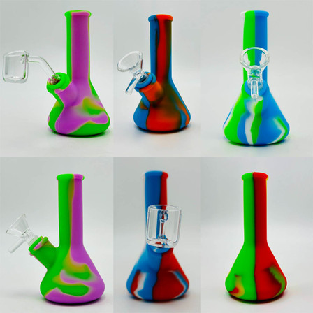Colored Silicone Beaker Waterpipe - 5 Inch - with 14 mm Male Bowl or Banger Colored Silicone Beaker Waterpipe - 5 Inch - with 14 mm Male Bowl or Banger