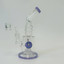 Helios Glass - 8 Inch Waterpipe - Bent Neck, Ribbed Ring With Donut Showerhead Perc and Banger-Purple
