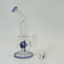 Helios Glass - 8 Inch Waterpipe - Bent Neck, Ribbed Ring With Donut Showerhead Perc and Banger-Purple