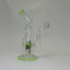 Helios Glass - 8 Inch Waterpipe - Bent Neck, Ribbed Ring With Donut Showerhead Perc and Banger-Green