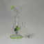 Helios Glass - 8 Inch Waterpipe - Bent Neck, Ribbed Ring With Donut Showerhead Perc and Banger-Green