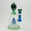 Double Pyramid Waterpipe With Donut Art Perc - 8 Inches - (RH-177) -Grey Blue