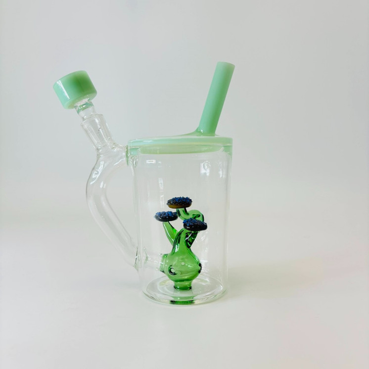 Cup Mug Waterpipe With Mushroos Perc - 7 Inch - RH-283 - WPAG327