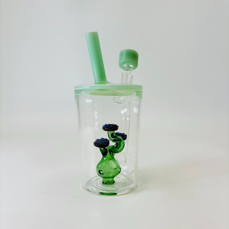Cup Mug Waterpipe With Mushroos Perc - 7 Inch - RH-283 - WPAG327