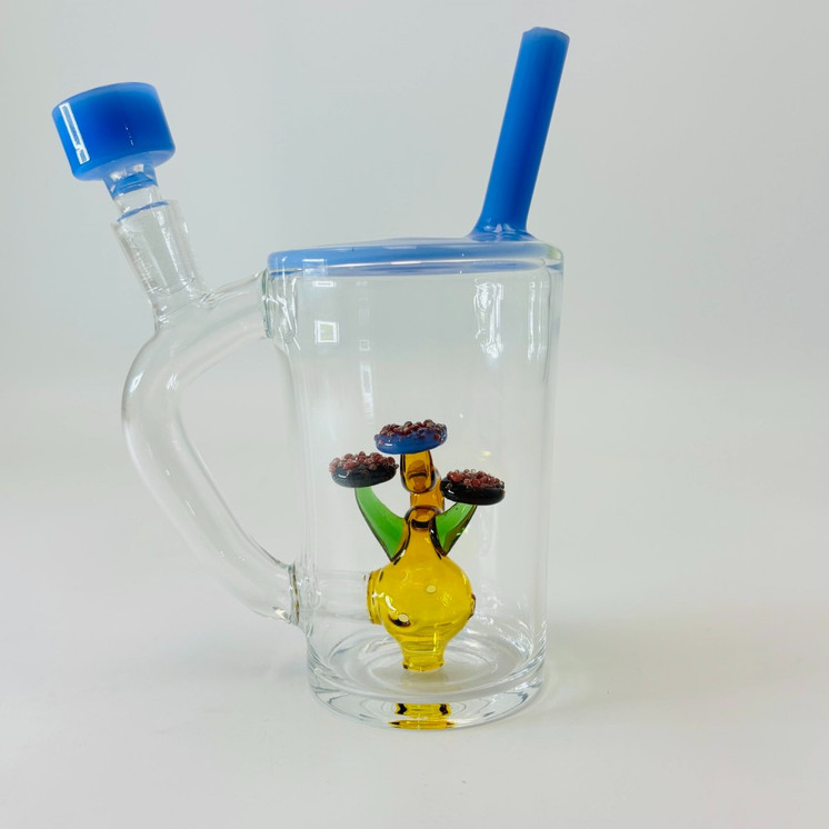 Cup Mug Waterpipe With Mushroos Perc - 7 Inch - RH-283 - WPAG327