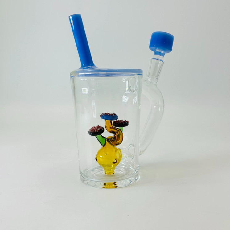 Cup Mug Waterpipe With Mushroos Perc - 7 Inch - RH-283 - WPAG327