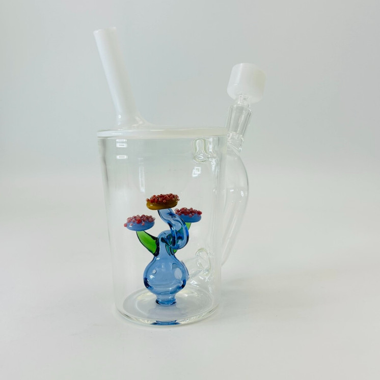 Cup Mug Waterpipe With Mushroos Perc - 7 Inch - RH-283 - WPAG327